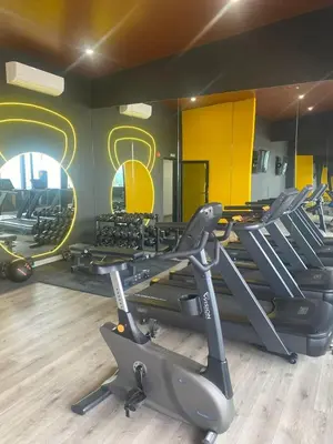 a gym with tread machines and a mirror at Apartamento en Barrio Escalante in San José