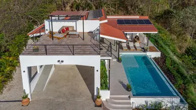 an overhead view of a house with a swimming pool at Luxury villa in Samara beach- Casa Armonía in Sámara