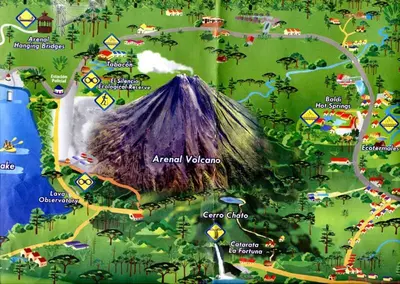 a map of an island with a mountain at Casa Esmeralda-5min to La Fortuna,King beds & pool in Fortuna
