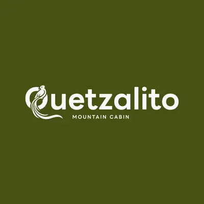 a logo for a mountain cabin with a swirl at El Quetzalito Cabin in San Gerardo de Dota