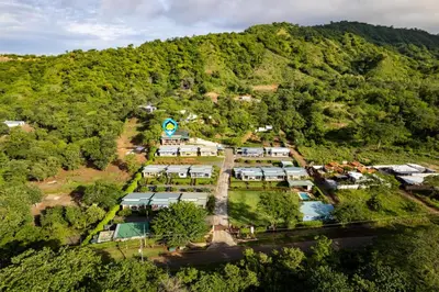 an aerial view of a resort in the middle of a mountain at Modern Home with Lush Mountain Views and Spectacular Shaded Terrace in Private Gated Community in Potrero