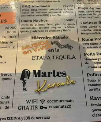 a menu for the marias la marias restaurant at Marina Loft in Coco