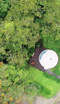 an overhead view of a white sink in a forest at Epífita, Bosque Nuboso Glamping Monteverde in Monteverde Costa Rica