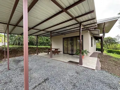 a pavilion with a picnic table on a patio at Rancho and Modern Rustic House with a Valley View in Venecia