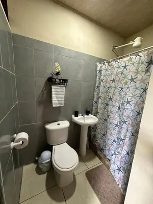 a bathroom with a toilet and a sink at Rancho and Modern Rustic House with a Valley View in Venecia