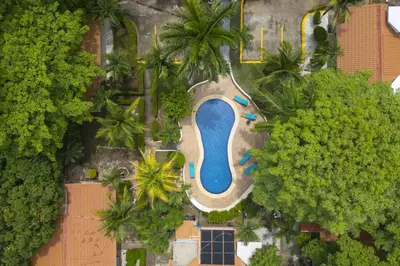 an aerial view of a swimming pool in the middle of trees at Club Voca #2 in Coco