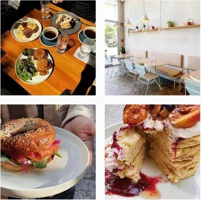 a collage of three pictures of food on a table at Vistas a la montaña 1301 URBN in San José