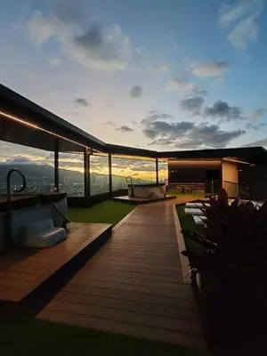 a rooftop deck with a view of the city at Beautiful view in San José