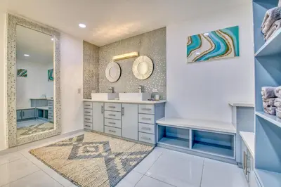a bathroom with a sink and a mirror at Castillo Colonial Nosara - by Pura Villas in Nosara