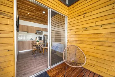 a sauna with a fan and a table in a room at Macondo Ecolodge Apt 4 - Estrella de Fuego in Coco
