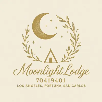 a moonlight lodge logo with a moon and stars at Moonlight Lodge in Cuatro Esquinas