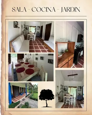 a collage of pictures of a room with a tree at Casita El Almendro in Bijagua