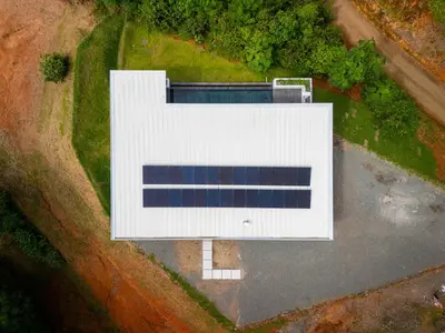 an overhead view of a building with solar panels at NEW! Modern-Luxury-3 suites-pool-Ojochal-100MBPS in Ojochal