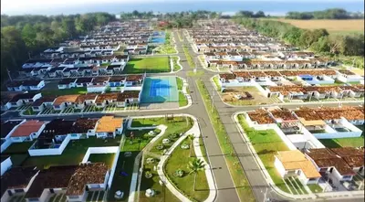 an aerial view of an apartment complex at Casa Brisa with a private pool in Bejuco in Bejuco