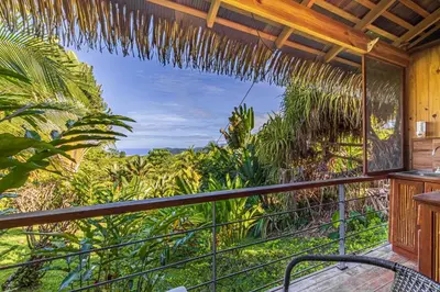 a balcony with a view of the jungle at Chalet Jardin Tropical in Ojochal