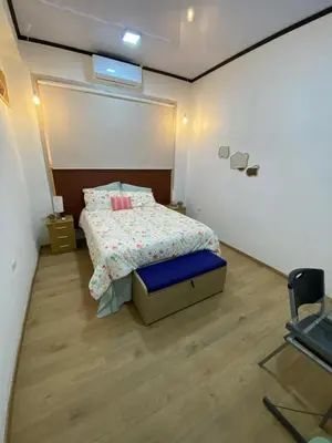 a bedroom with a bed and a chair in it at Apt Barrio Mexico in San José