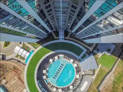 an overhead view of a building with a pool at Luxury Loft in San Jose CR in San José