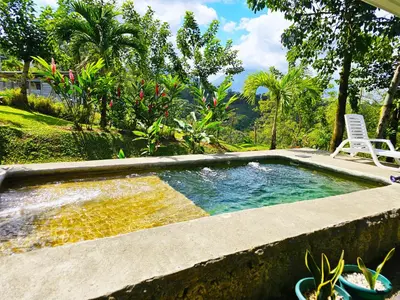 a swimming pool with a chair in a backyard at Famillies Getaway - 3Bed & 2Bath in Arenal Volcano in Fortuna