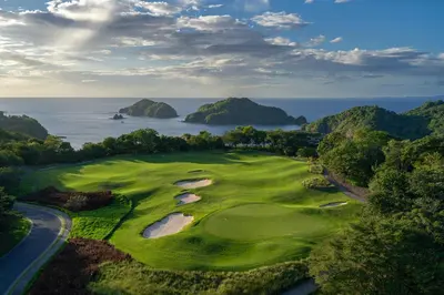 an aerial view of the golf course at halong bay at El Sueño in Nacascolo