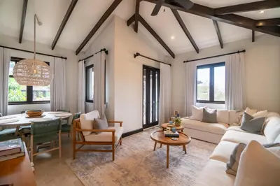 a living room with a couch and a table at Casa Ronda 18 -Las Catalinas in Playa Danta