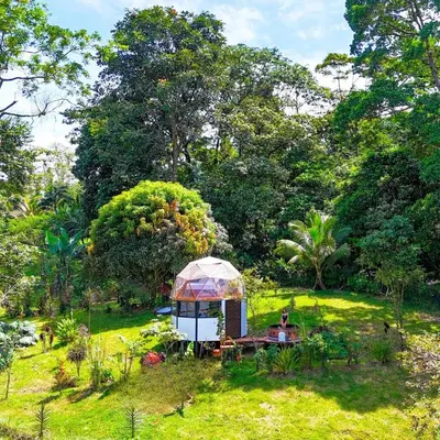 a gazebo in the middle of a garden at Selva Partners Chachagua