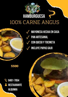 a menu of the hamburgerarmaarmaarma arms at Cabinas Hidalgo in Ojochal