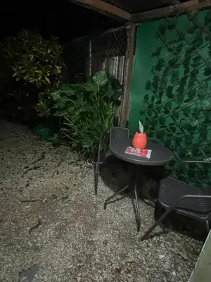 a table with a pumpkin sitting on top of it at Quiet cabin 10 minutes from the sea in Nicoya