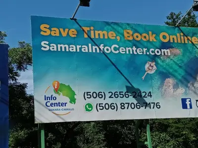 a sign that says save mine lime and book online at Pacific villa lisn in Nicoya