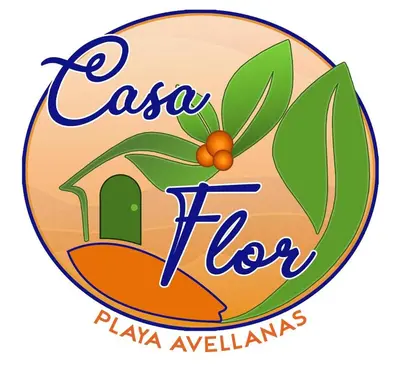 a sign for a tour of a beach with a palm tree at Casa Flor in Playa Avellana
