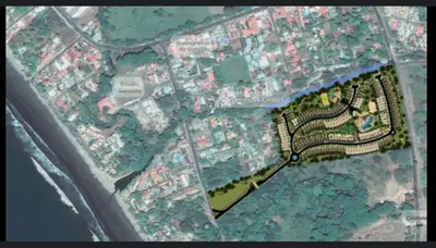 a map of a city and the ocean at Beach House & Resort Amenities at Ciudad del Mar Jaco in Jacó