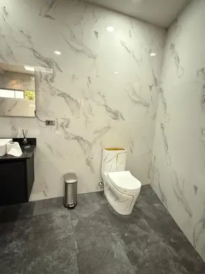 a white bathroom with a toilet and a sink at Penthouse 333 in Escazu