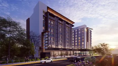 an architectural rendering of a building on a street at Hyatt Place Cariari/Convention Center in San José