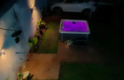 an aerial view of a bathtub in a yard at night at Apartamento Lantanas in Palma