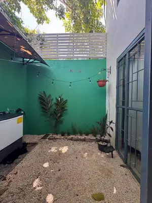 a green wall in the side of a house at Casa Corazón in Cóbano