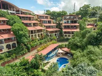 an aerial view of a resort at Villas El Parque 18B Central Studio Apartment in Quepos
