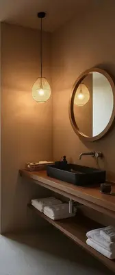 a bathroom with a sink and a mirror at Santa Hermosa Honey moon Villa in Santiago