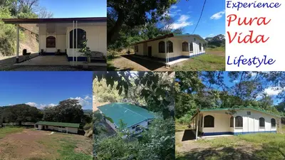 a collage of four pictures of a house at Aura Living in La Garita