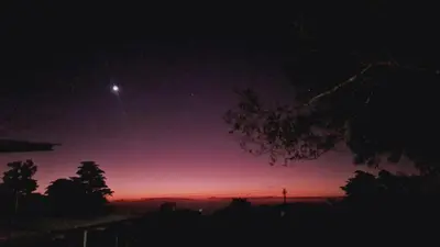a night view of the sky with the moon at Tamara Monteverde View and Forest Chalet in Monteverde Costa Rica