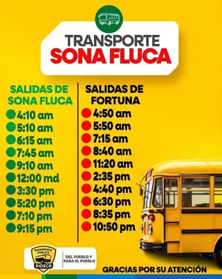 a flyer for a bus dealership with a yellow bus at Rustic House Private with Volcano View in Guayabal