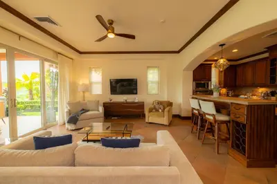a living room with a couch and a table at Montebello 4E 3bed 3 bath in Jacó