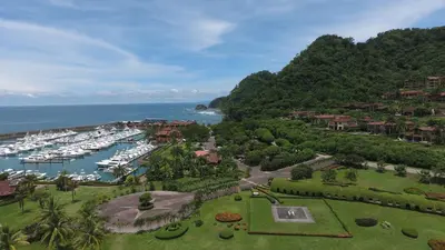 an aerial view of a marina with boats in the water at Veranda 3B - 2 Bedr 2 Bath in La Mona