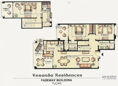 a floor plan of a house with at Veranda 4B - 3bdr 3bath in La Mona