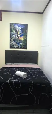 a bedroom with a bed with a painting on the wall at Apartamentos Adela cerca embajada americana in San José