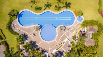 an overhead view of a swimming pool in a resort at Bay Residence 7C - 3 bdr 2 bath in La Mona