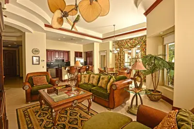 a living room with couches and a table at Bella Vista 4B - 3 bdr -3 1 and a half bath Ocean View in La Mona