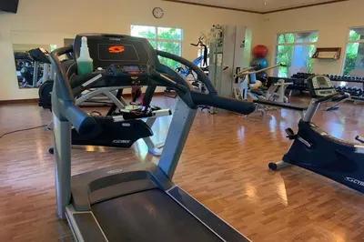a gym with two treadmills and cardio machines at Bella Vista 3A 3BR Ocean View in La Mona