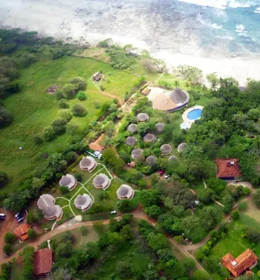 an aerial view of a park next to the ocean at Hotel Playa Negra in Playa Negra