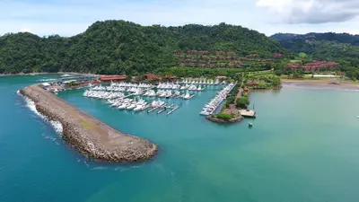 an aerial view of a marina with boats in the water at Veranda 4F - 2 bdr -2 bath in La Mona