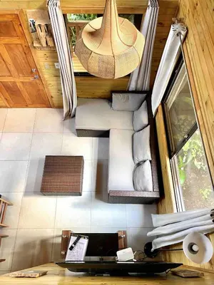 a view from above of a room with a view of a room with atained at Finca Los Mangos in Quepos
