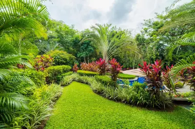 a garden with lush green plants and trees at Veranda 1E 3bdr 3 bath in La Mona